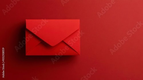 A single red envelope on a flat surface