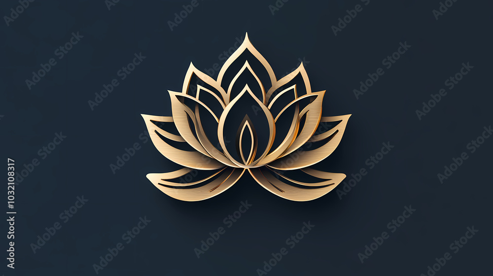 Lotus flower logo 3d vector papercut
