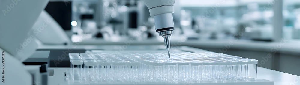 Robotic Arm Handling Test Tubes with Precision in Pharmaceutical Lab Setting Robotic Arm Handling Test Tubes with Precision in Pharmaceutical Lab Setting