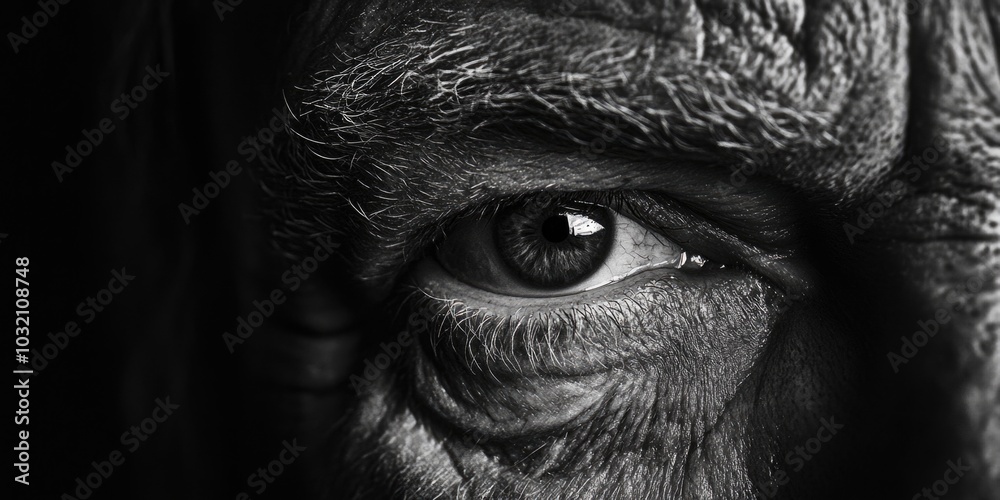 Obraz premium A detailed view of a single eye, highlighting the pupil and surrounding features
