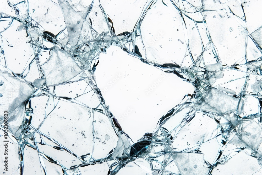 A detailed view of a pile of broken glass fragments A detailed view of a pile of broken glass fragments