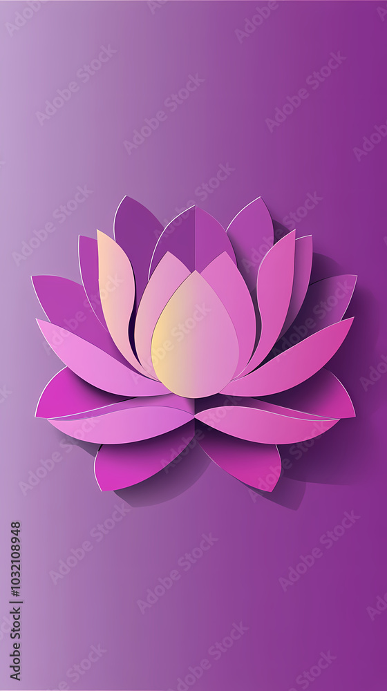 Fototapeta premium Lotus flower logo 3d vector papercut
