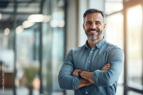 Confident Businessman Standing with Arms Crossed