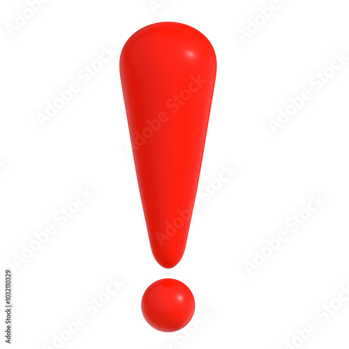 Red exclamation mark icon on png transparent background.
