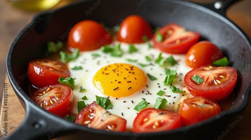 Fried eggs in a pan. Fried eggs in a pan.