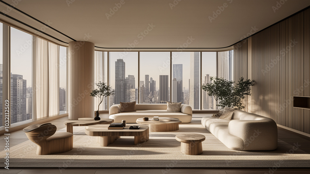 Minimalist living room with large, empty wall areas, simple furniture, and neutral decor, leaving ample space for text or graphics Minimalist living room with large, empty wall areas, simple furniture, and neutral decor, leaving ample space for text or graphics