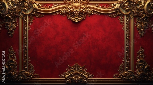 Opulent Baroque Background with Deep Red Velvet Texture