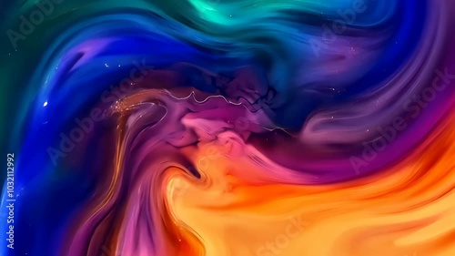 Abstract fluid art with vibrant colors and swirling patterns.