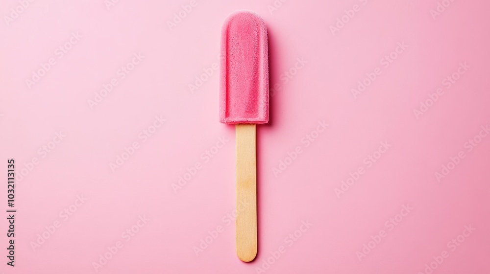 Pink popsicle on a stick against a plain background Pink popsicle on a stick against a plain background