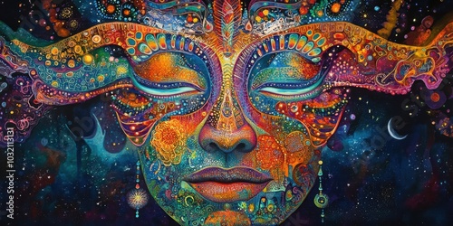 Wallpaper Mural Abstract portrait of a woman against a space background. Torontodigital.ca