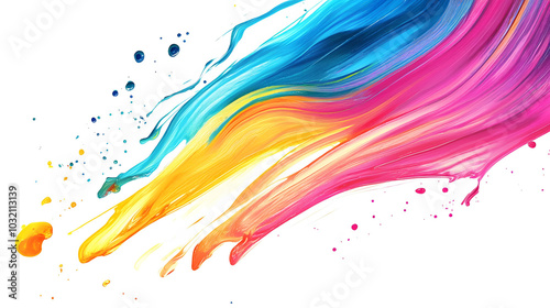 Vibrant Colorful Streaks on White Canvas, an expressive illustration showcasing dynamic hues and fluid motion creating a lively atmosphere