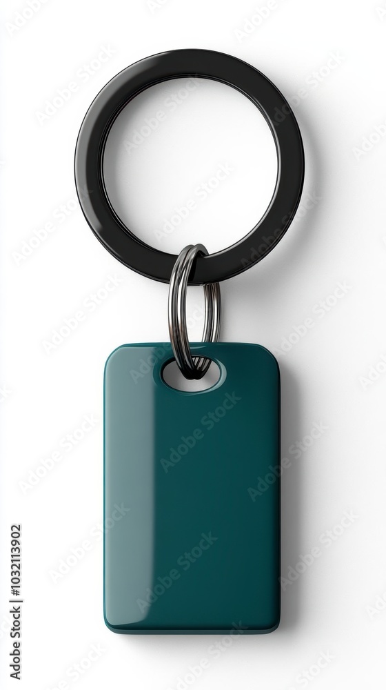 Fototapeta premium Glossy teal keychain with a black ring