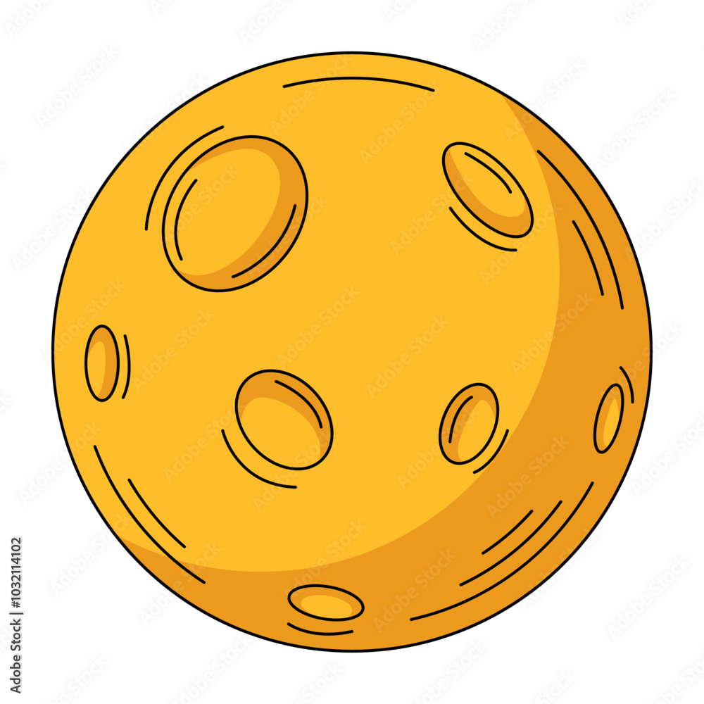 Fototapeta premium Yellow full moon. Vector flat simple element, color illustration. For logo, sticker, print, web design, scrapbooking