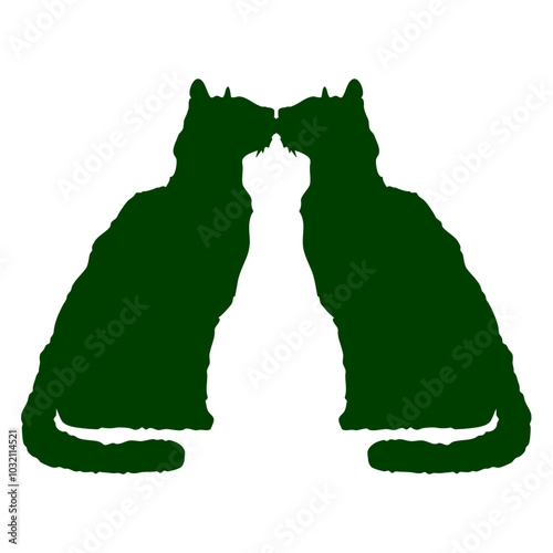 Cat Logo 2 Kissing Couple Two Friends Romance Cuddling Funny Cool Cartoon Cute Cats Lovers Cartoon Comic Fun Love Sweet Kittens Adorable Feline Like Playful Kitties Fur Baby Illustration Paw Pet Owner