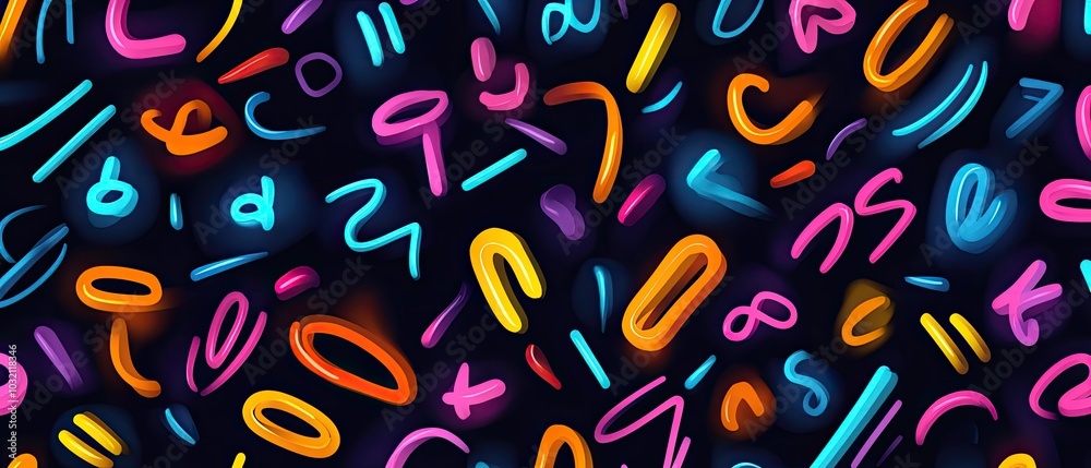 Energetic Neon Scribbles on Dark Background Energetic Neon Scribbles on Dark Background