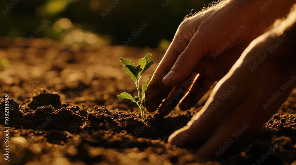 Fototapeta premium Hands Planting a Seedling