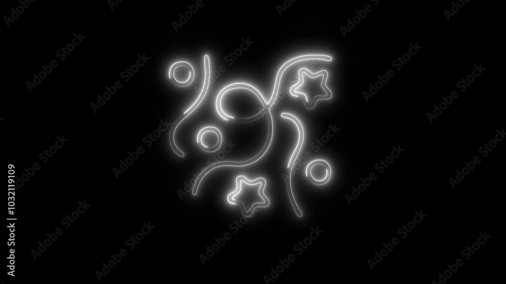 Glowing Streamers Icon in HD Video Neon Animation – Celebration and Party Symbol on Black Background Glowing Streamers Icon in HD Video Neon Animation – Celebration and Party Symbol on Black Background