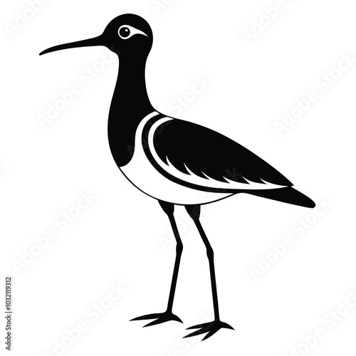 Solid color Upland Sandpiper animal vector design