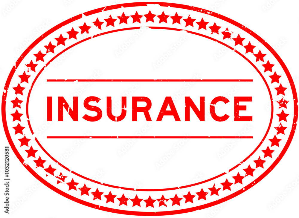 Grunge red insurance word oval rubber seal stamp on white background Grunge red insurance word oval rubber seal stamp on white background
