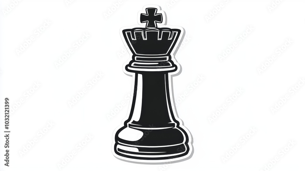 Elegant Black Chess King Piece Illustration on White Background