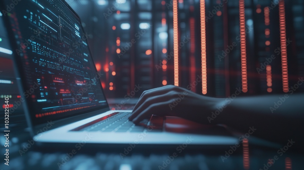 Cybersecurity Specialist Working On Data Security In Data Center Cybersecurity Specialist Working On Data Security In Data Center