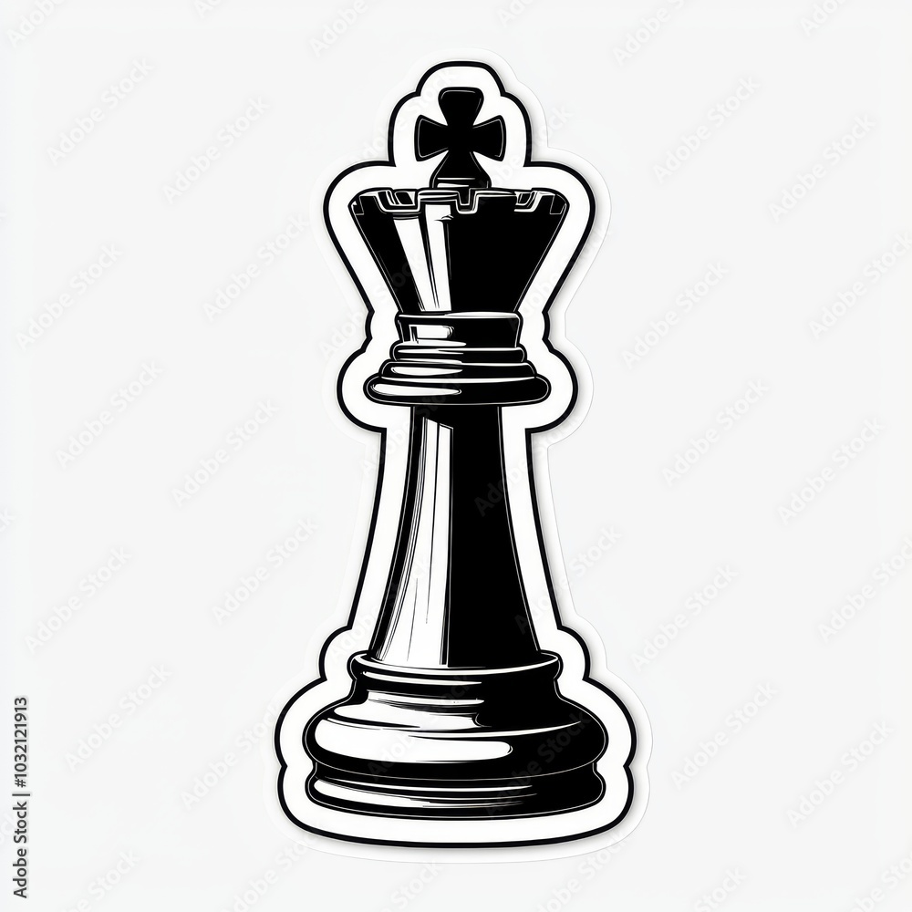 Chess King Piece Sticker Design in Black and White for Strategic Decor Chess King Piece Sticker Design in Black and White for Strategic Decor