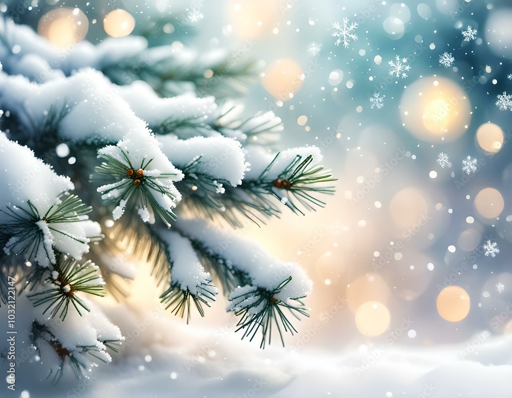 Christmas tree with white snow and Gift boxes. Christmas tree with white snow and Gift boxes.
