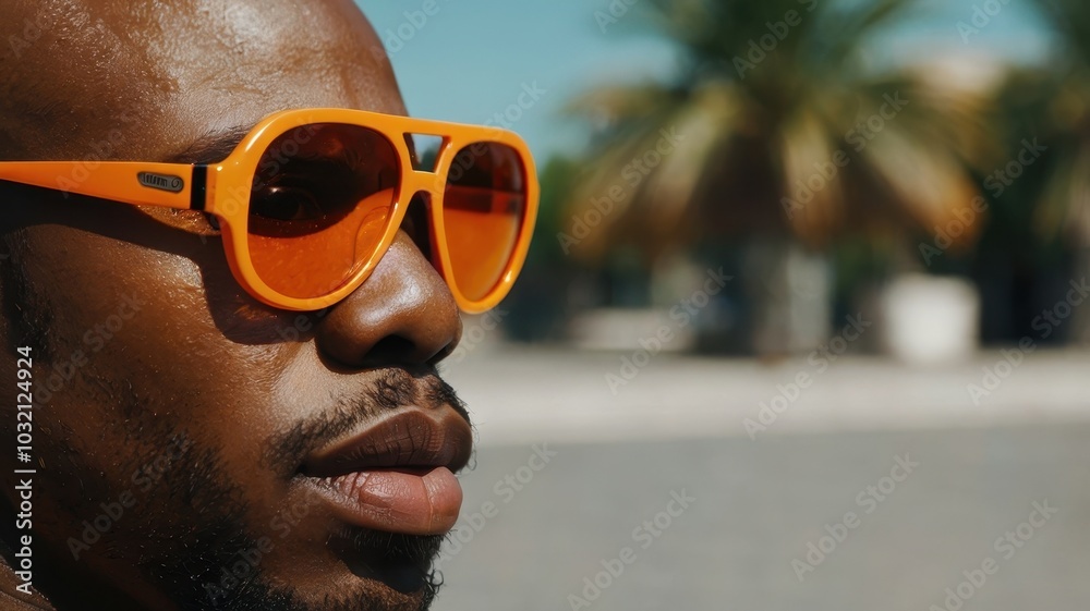 A black man in orange sunglasses A black man in orange sunglasses
