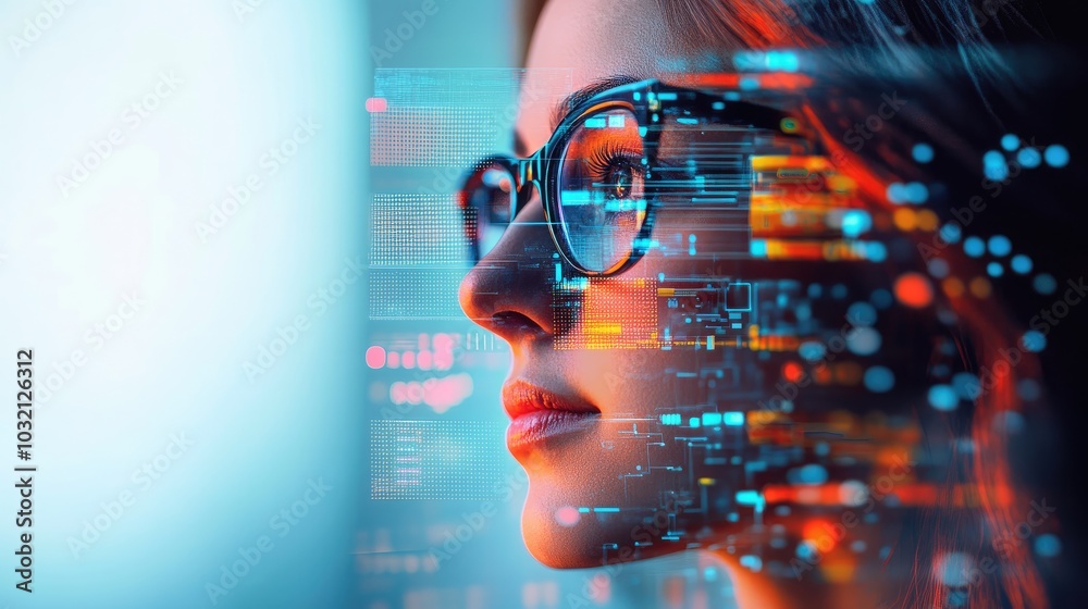 Futuristic Studio Shot of Digital Technology Concept
