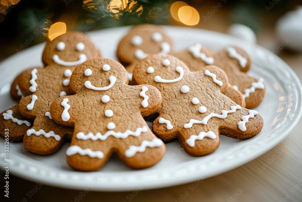 Decorated Gingerbread Cookies on a White Plate Decorated Gingerbread Cookies on a White Plate
