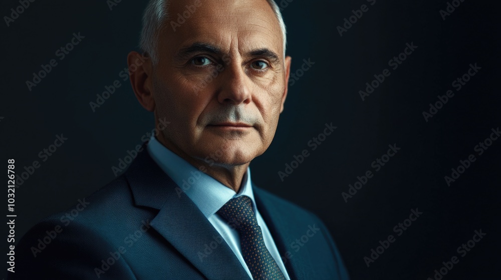 A professional man in a suit and tie looks directly at the camera A professional man in a suit and tie looks directly at the camera