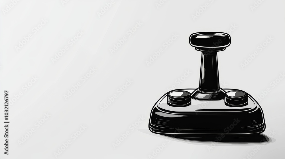 Retro Gaming Joystick Illustration on Minimalist Background