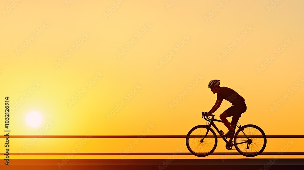 Silhouette of Cyclist Riding Across Sunset Bridge Silhouette of Cyclist Riding Across Sunset Bridge