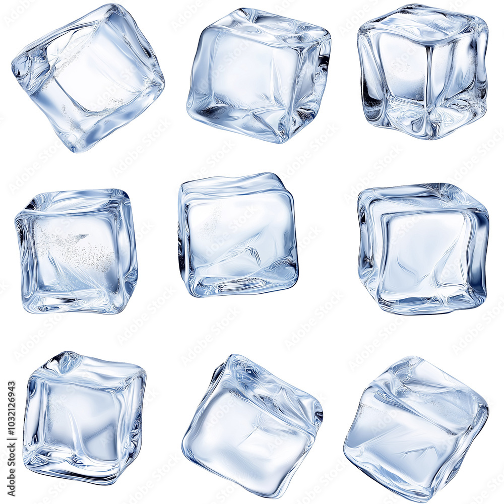 Ice cube icons isolation on transparent background Ice cube icons isolation on transparent background