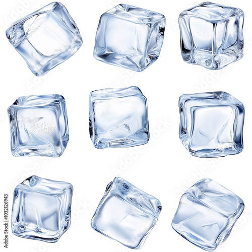 Ice cube icons isolation on transparent background