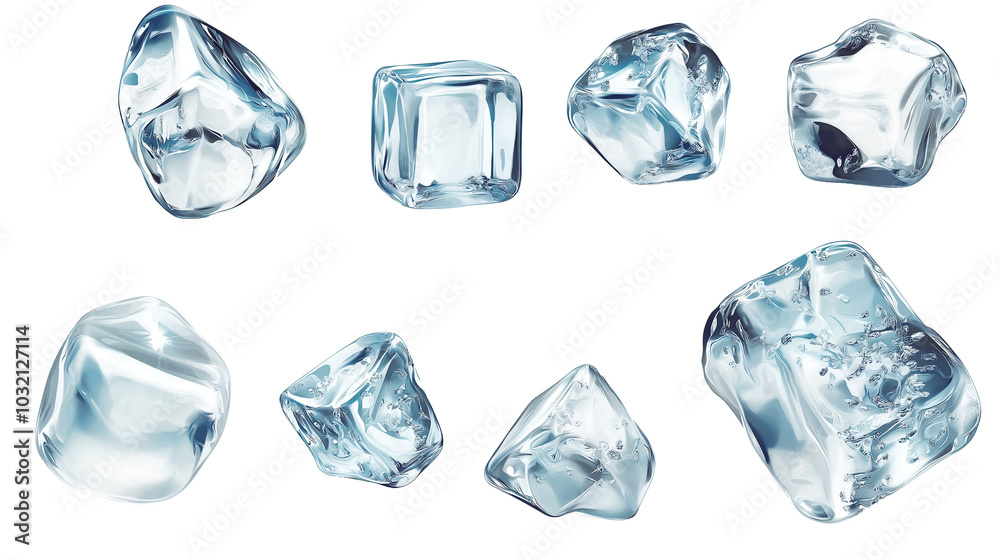 Obraz premium Ice cube icons isolation on transparent background