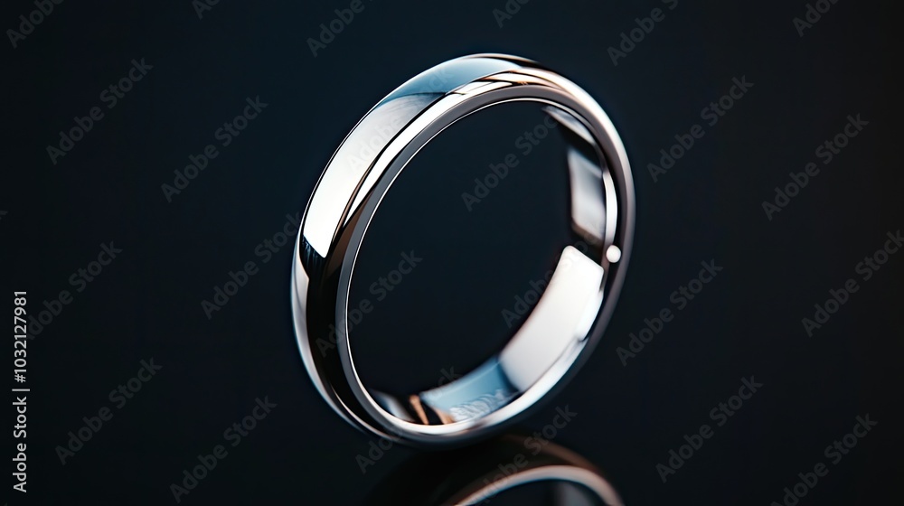 Elegant Silver Ring on Smooth Black Background Elegant Silver Ring on Smooth Black Background