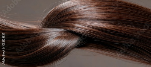 Close-Up Of Flowing, Smooth, And Shiny Brunette Hair, Natural Beauty And Haircare Concept.