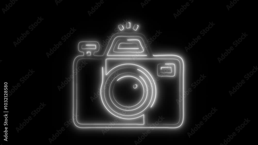 Glowing Travel Camera Icon in HD Video Neon Animation – Photography and Adventure Symbol on Black Background Glowing Travel Camera Icon in HD Video Neon Animation – Photography and Adventure Symbol on Black Background