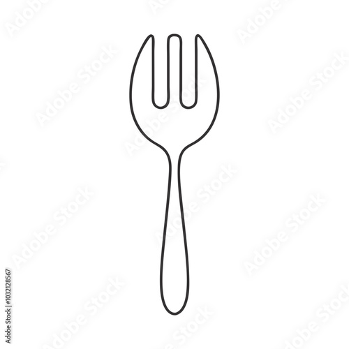 Outline design of a fork with three prongs 
