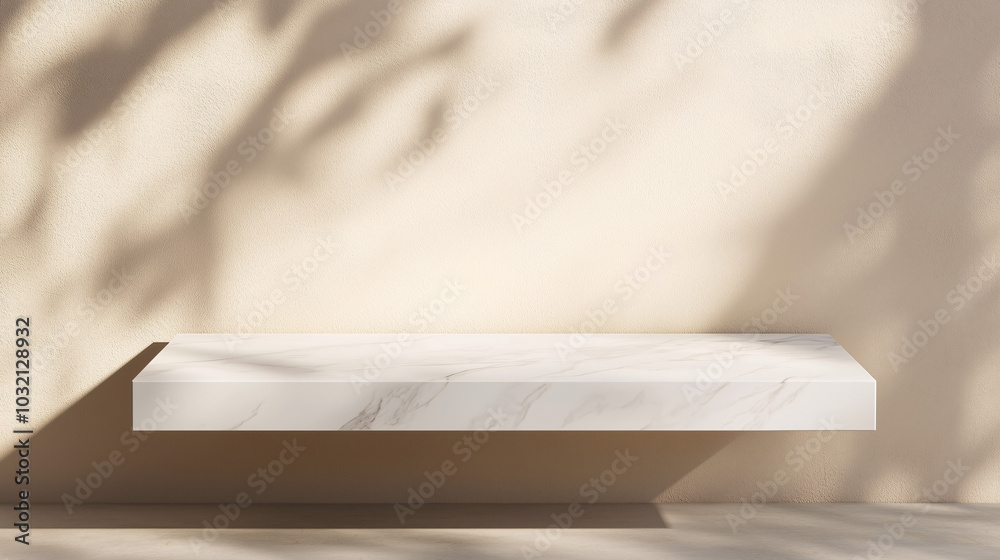 White kitchen tabletop for product presentation. Empty marble countertop. Minimalistic mockup for restaurant or beauty ad design White kitchen tabletop for product presentation. Empty marble countertop. Minimalistic mockup for restaurant or beauty ad design