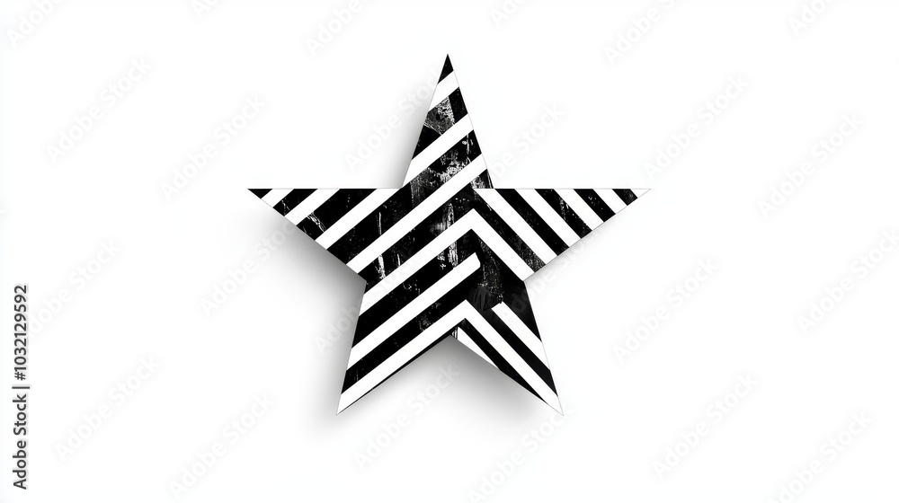 Fototapeta premium Abstract Black and White Striped Star Shape on White Background