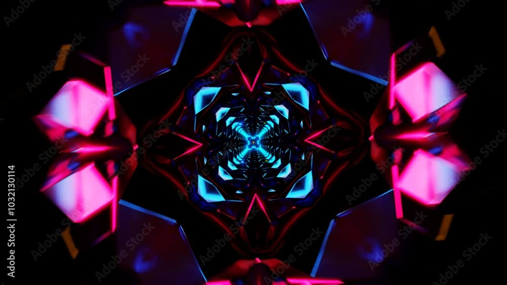 Mesmerizing neon shapes form a vibrant, hypnotic abstract VJ loop.