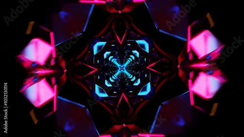 Mesmerizing neon shapes form a vibrant, hypnotic abstract VJ loop.