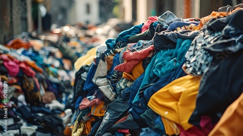 Discarded Clothing Pile Symbolizing Fast Fashion Wastefulness