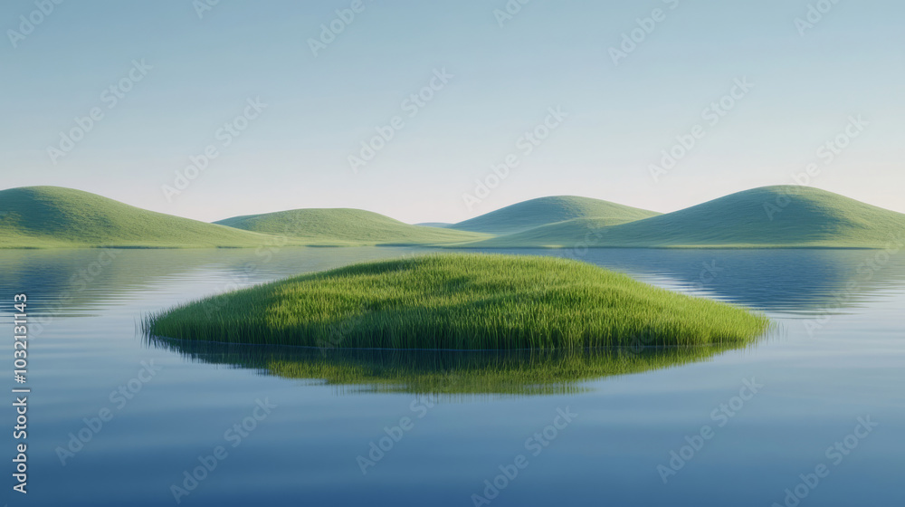 Calm lake grassland grassland natural background