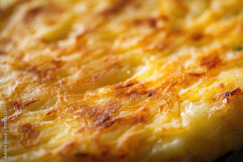 A close-up view of an omelet on a plate, perfect for food or cooking photography A close-up view of an omelet on a plate, perfect for food or cooking photography