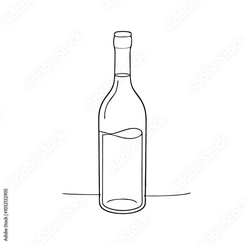 Wine bottle outline design, minimalist style, with smooth lines and elegant silhouette
