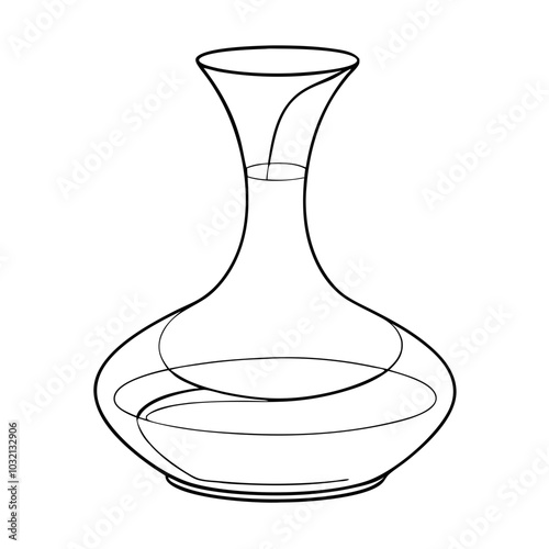 Wine decanter outline design, minimalist style, with elegant curves and a sophisticated shape
