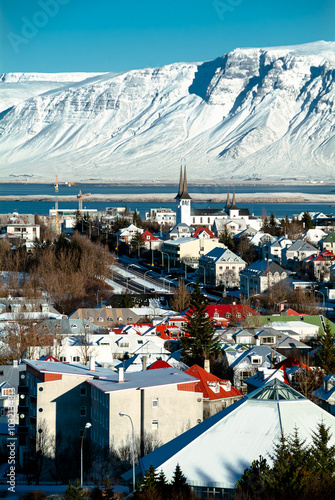 Reykjavik, the capital of Iceland, in winter